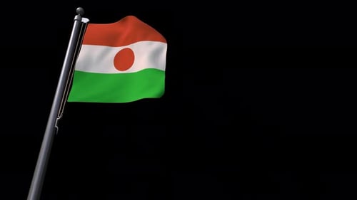 Niger Flag Waving on Flagpole Seamless Loop
