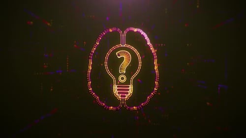 Futuristic Digital Brain Lightbulb Question Mark Reveal