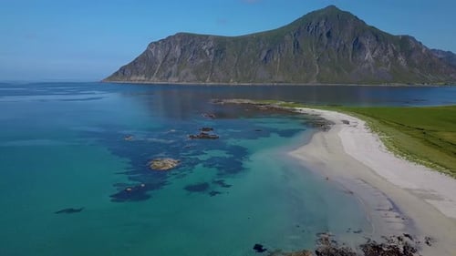 Flying Over the Sandy Beach