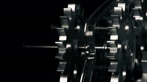 Rotating Gears Metallic Mechanism Close-up