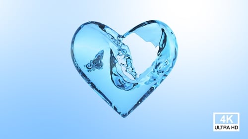 Fluid Water Heart Shape Reveal Animation