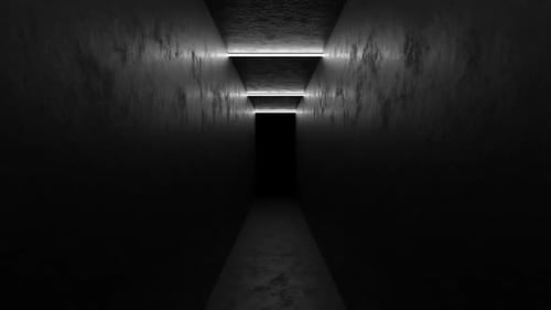 Long corridor with doors and darkness at end, Backgrounds Motion Graphics ft. hallway & walkthrough - Envato