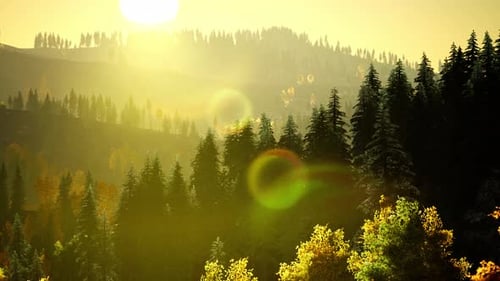 Bright Sunset in the Mountains