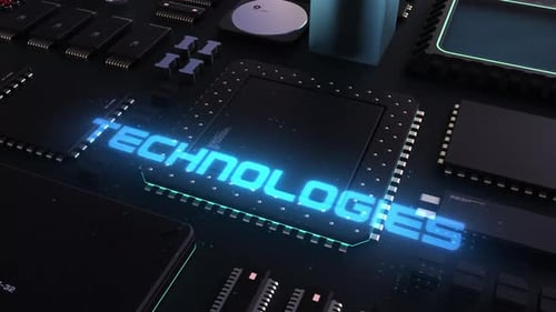 cabeçalho de tecnologia no fundo do chip com um grande número de processadores.