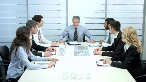 Professionals Meeting in Modern Office Collaborate on Project