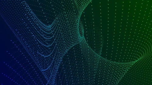 Blau-grüne Farbhintergrund-Partikellinienanimation