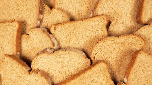 Toasted Bread Slices Piled High Close Up