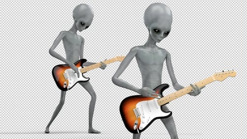 3D Animated Alien Playing Electric Guitar Loop