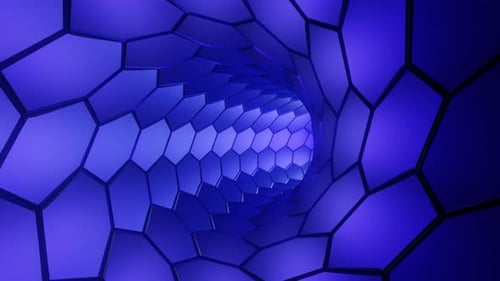 Blue hexagon tunnel loop animation