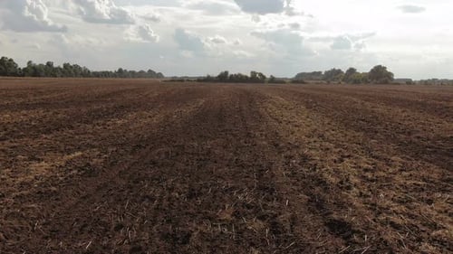flight over the plowed field. agronomy. Aerial view