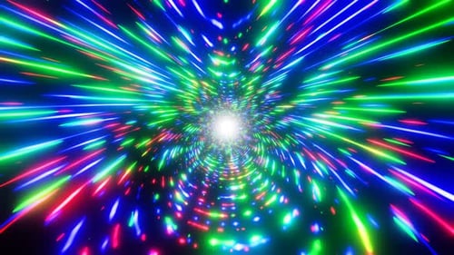 Colorful Neon Light Tunnel Hyperspeed Burst Background Loop