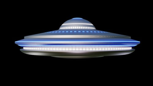 Futuristic Rotating UFO with Glowing Blue Lights