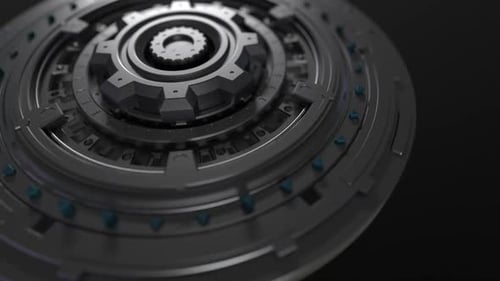 Futuristic 3D Gears Rotating Mechanism Loop Background