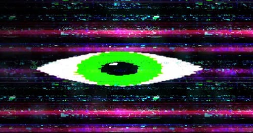 Retro Eyeball Blinking with VHS Noise Defect