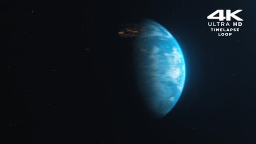Realistic Earth Planet Rotation in Space with Day and Night