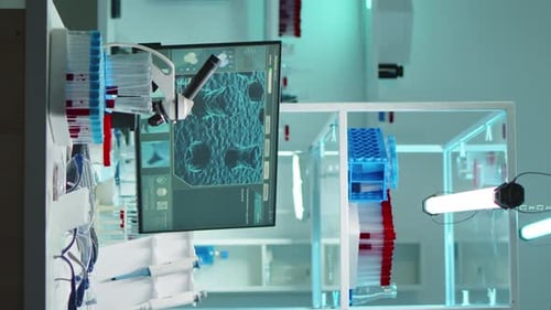 Clean Lab with Microscope and Test Tubes