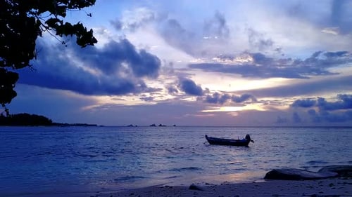 Aerial travel of sea view beach time by blue sea with sand background