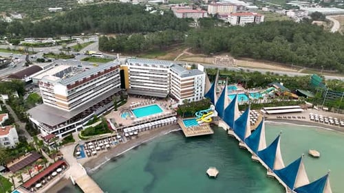 Infrastructure of hotels aerıal vıew Turkey Alanya 4K