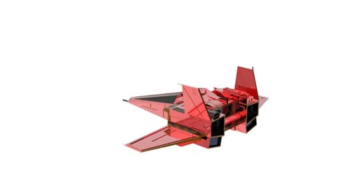 Futuristic Red Spaceship Rotating 3D Render Animation