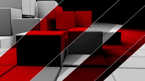 Dynamic Red and White Geometric Cubes Grid Animation