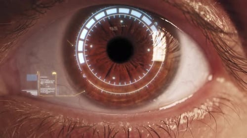 Technologischer 3D-Augen-Scan aus nächster Nähe für männliche Augen