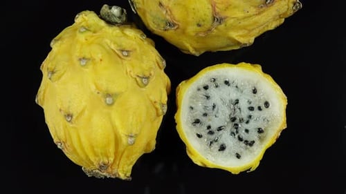 Exotic Yellow Dragon Fruit Close Up