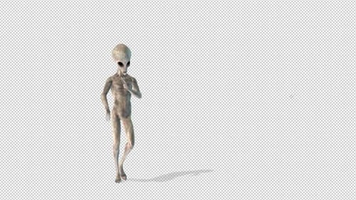Grey Alien Character Dancing Seamless Loop Animation