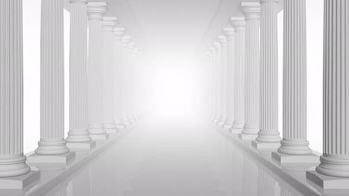 Elegant White Pillars Hallway Loop Background Animation