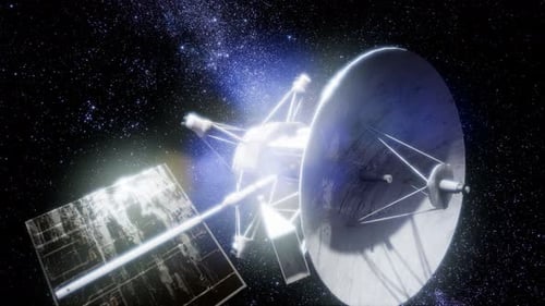 Advanced Space Probe Navigating Starry Cosmos 3D Animation