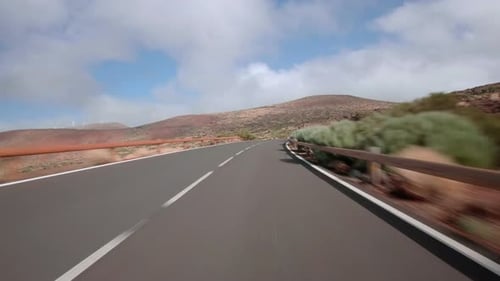 Driving a car with attached action cam in Teide National Park Tenerife