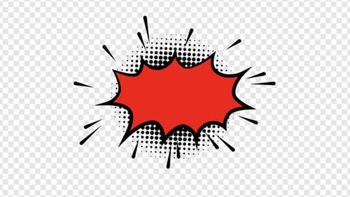 Rote Comic Burst Bubble Call Out Text Popup-Animation