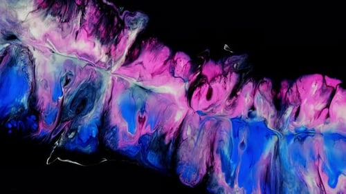 Abstract Liquid Ink Flowing Colors on Black