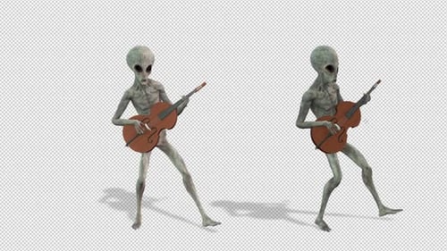 Animated Green Aliens Playing Acoustic Guitars Collection