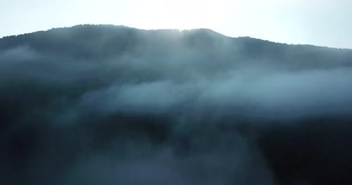 Misty Mountains Aerial View at Sunrise