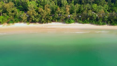 4K aerial view from a drone. coast with turquoise waters and beautiful beaches.