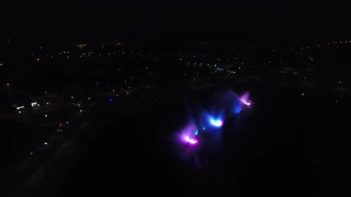 Fountain With Colorful Illuminations At Night