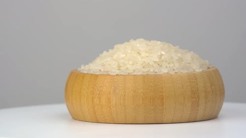 Bowl of Raw White Rice, Grain Food