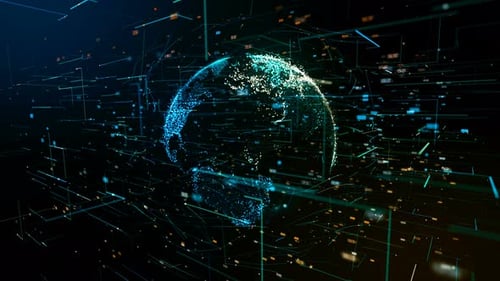 Futuristic Digital Earth Global Network Particle Data Connection
