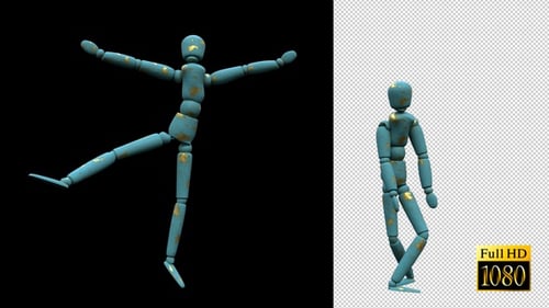 Textured Mannequin Figure Walking and Dancing Animation