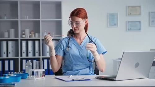 Woman Scientist Working in Lab with Pet Rat