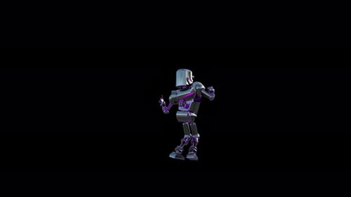 Futuristic Metallic Robot Character Performing Dynamic Dance Moves Animation