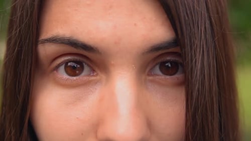Beautiful Young Woman's Eyes in Extreme Close Up