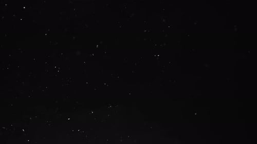 Floating White Dust Particles on Black Background