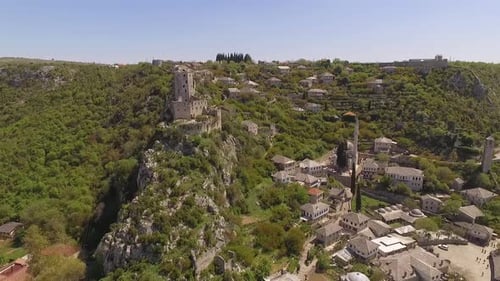 Aerial View Of Historic Village Pocitelj, Bosnia And Herzegovina.
