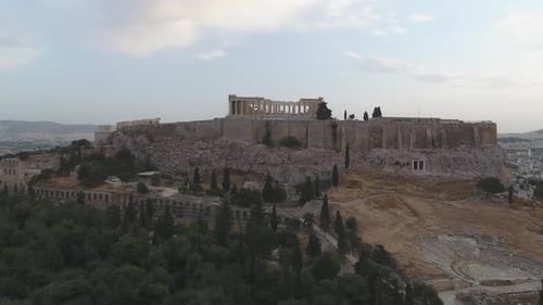 Aerial view of Acropolis and Parthenon in Athens, Greece