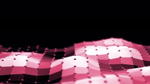 3D Abstract Loop Glowing Waving Terrains