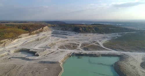 Sand Quarry Lake Forest Aerial View Timelapse