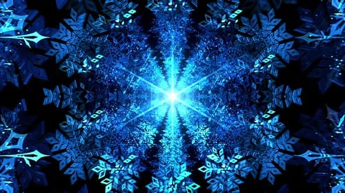 Blue Glowing Snowflakes Winter Christmas Seamless Loop Background