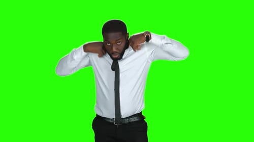 Man Fixing Tie.