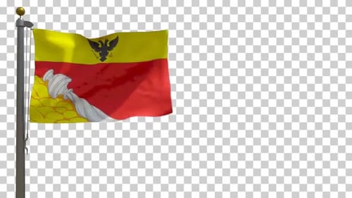 Waving Flag Animation with Yellow, Red, and Eagle Design